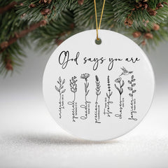 Ornament with hanging strings for display