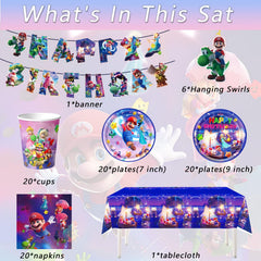 Six hanging swirls for Mario party decorations