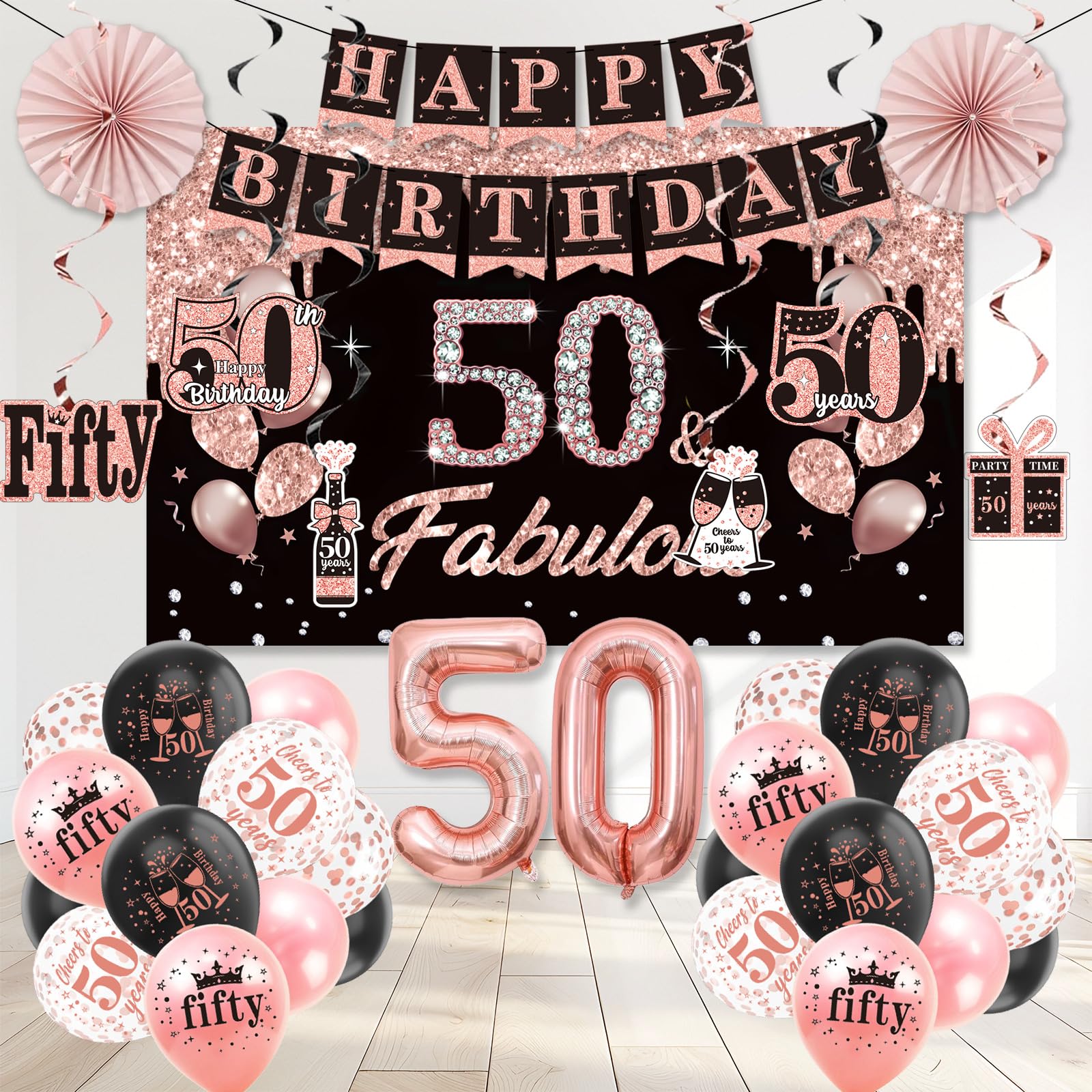 complete 43 piece 50th party supplies set for women