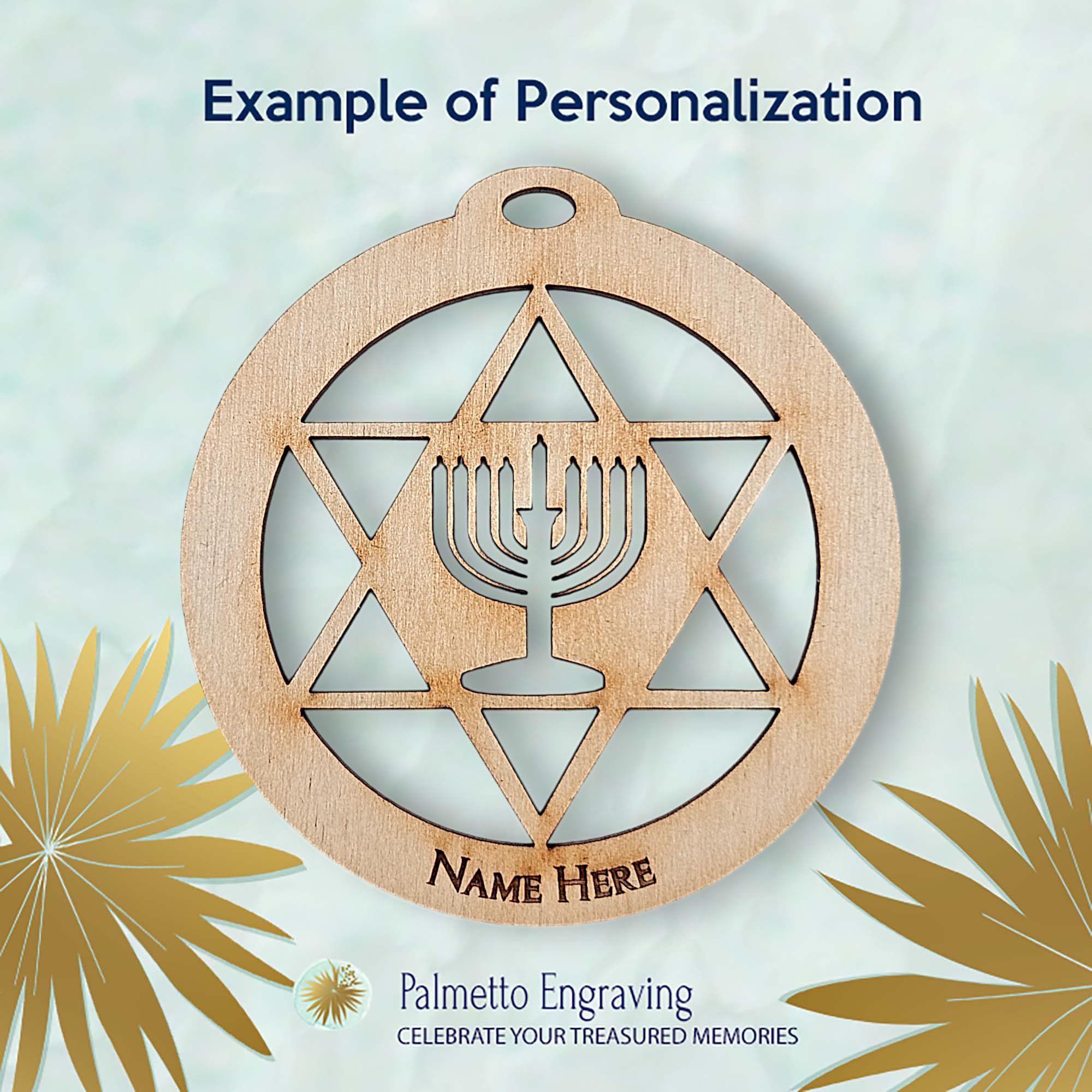 Hanukkah wooden ornament Star of David handcrafted in USA