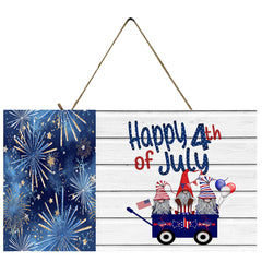 Happy 4th of July Gnome Wagon handmade wood sign 5x10 inch