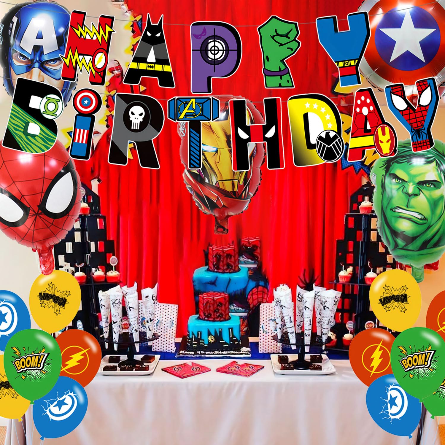 Happy birthday banner included in the decoration set