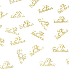 Happy Birthday Confetti gold 50 and Fabulous on table