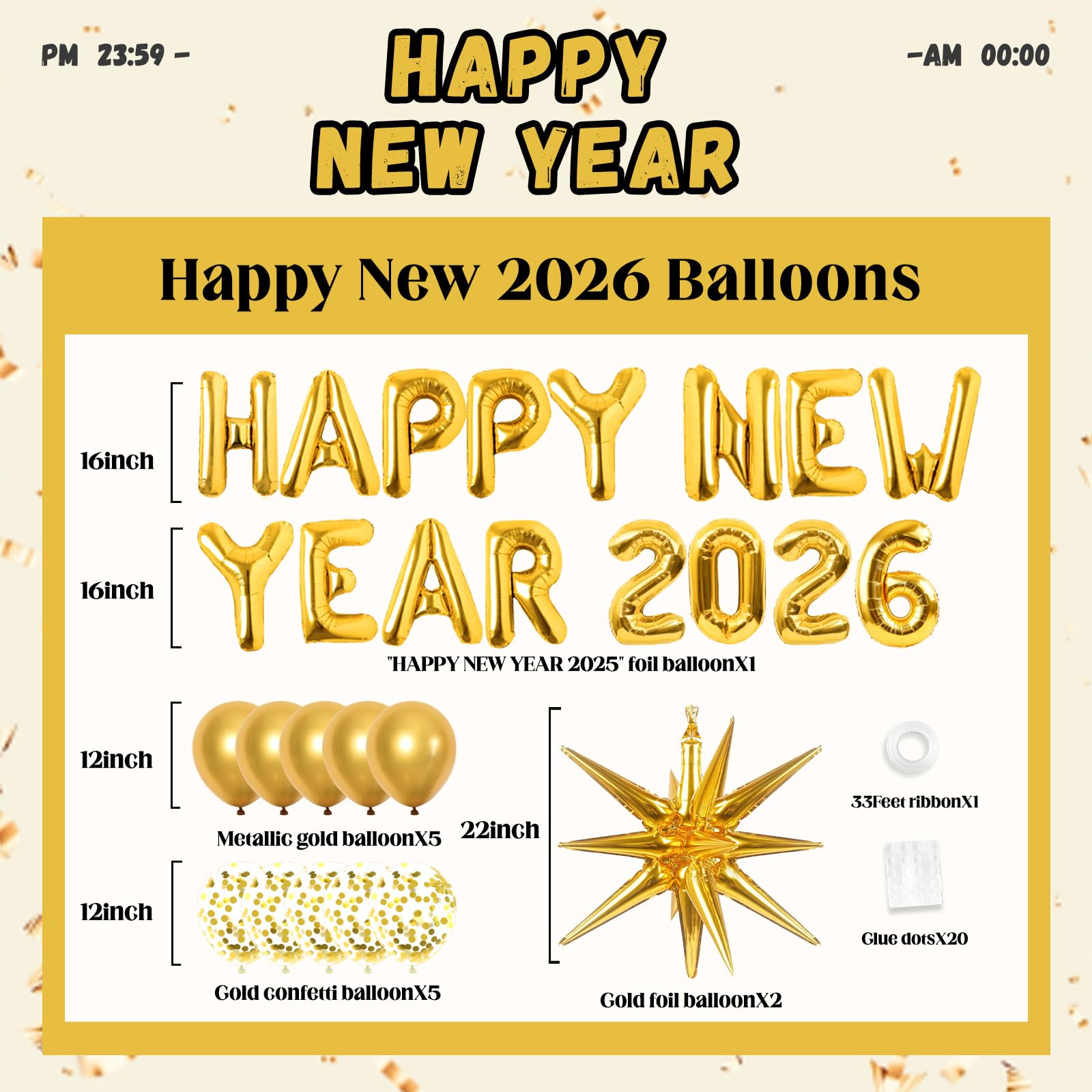 16inch HAPPY NEW YEAR foil letters balloon
