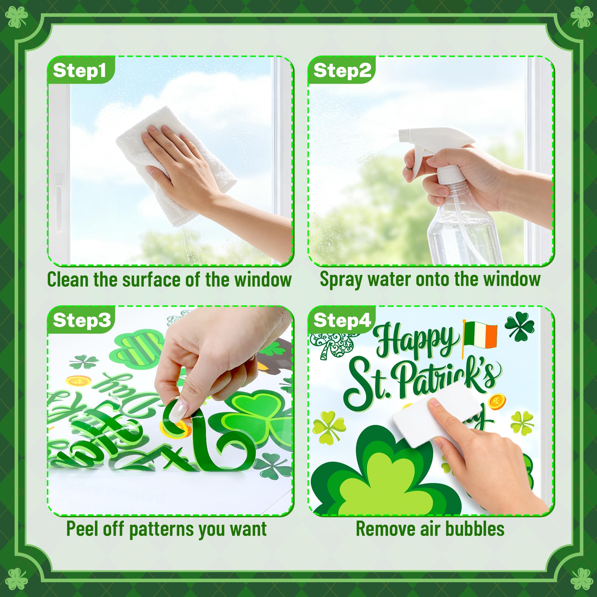 Gold coins and trucks design on Saint Patrick's Day window decal
