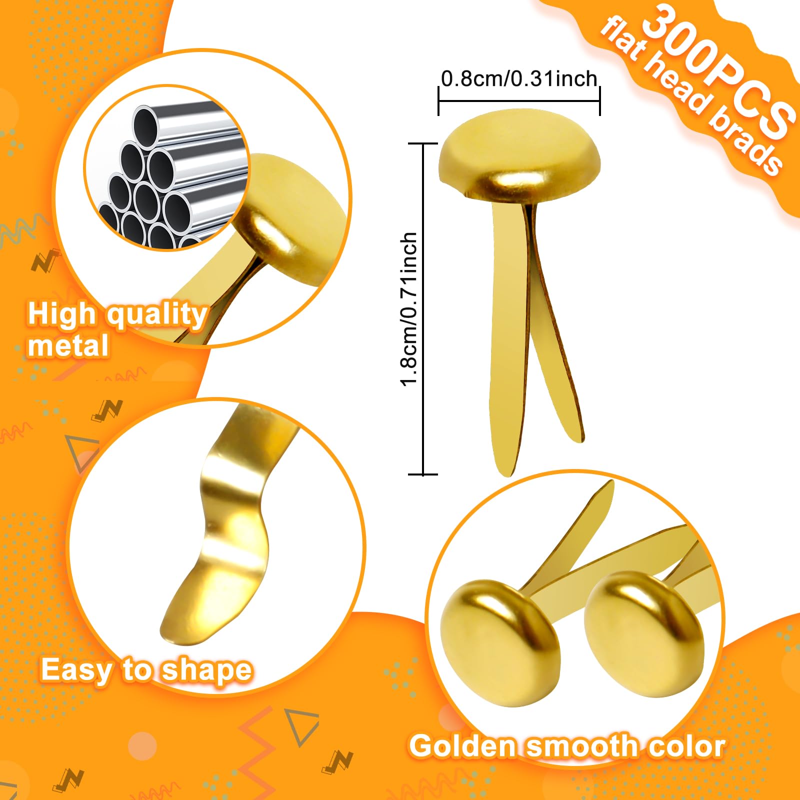 3/4-Inch brass fasteners for paper crafts 300 pack