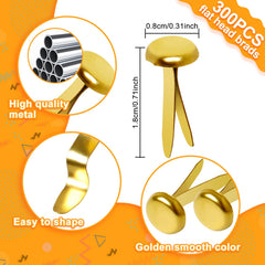 3/4-Inch brass fasteners for paper crafts 300 pack