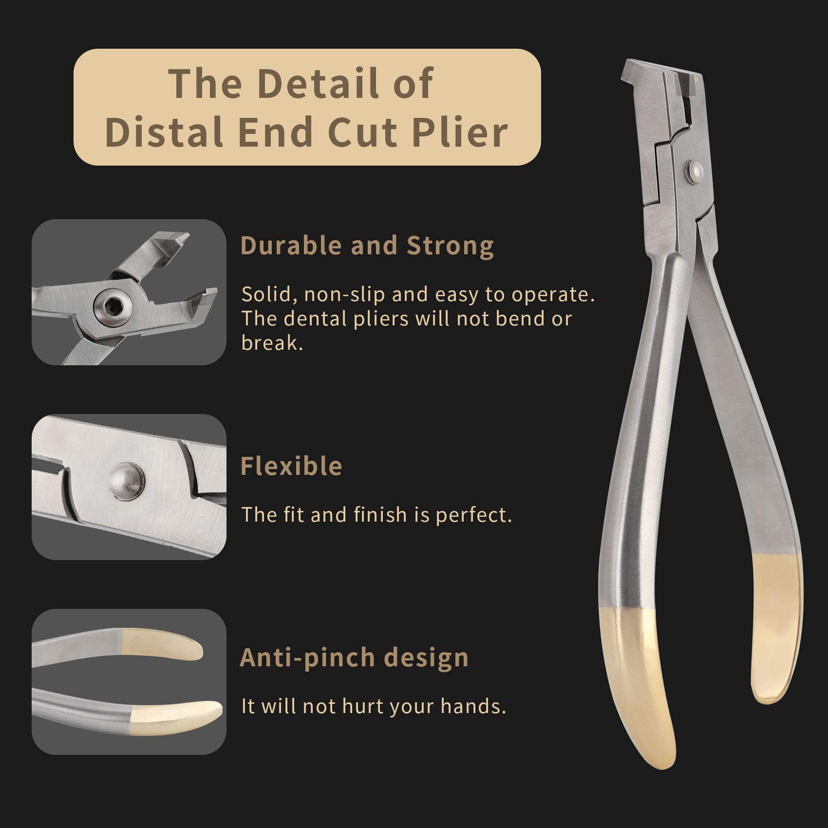 Hard alloy orthodontic plier with smooth edges