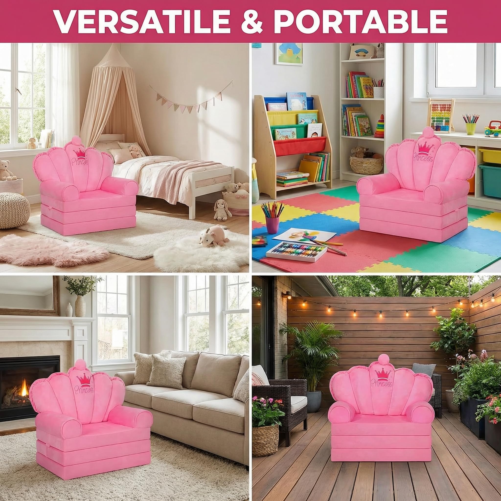 wide armrests on kids lounge sofa
