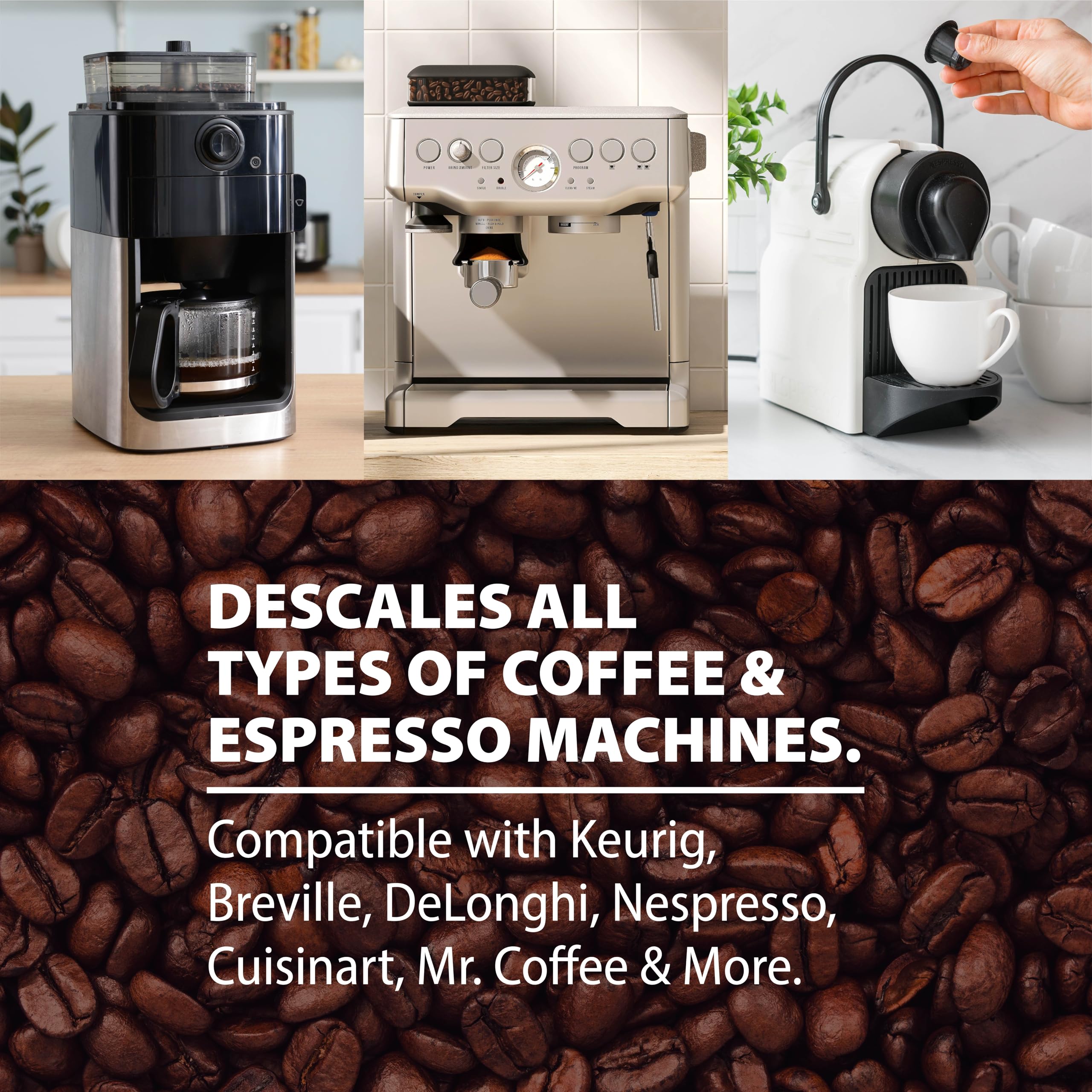 Universal descaler for single-serve and espresso machines