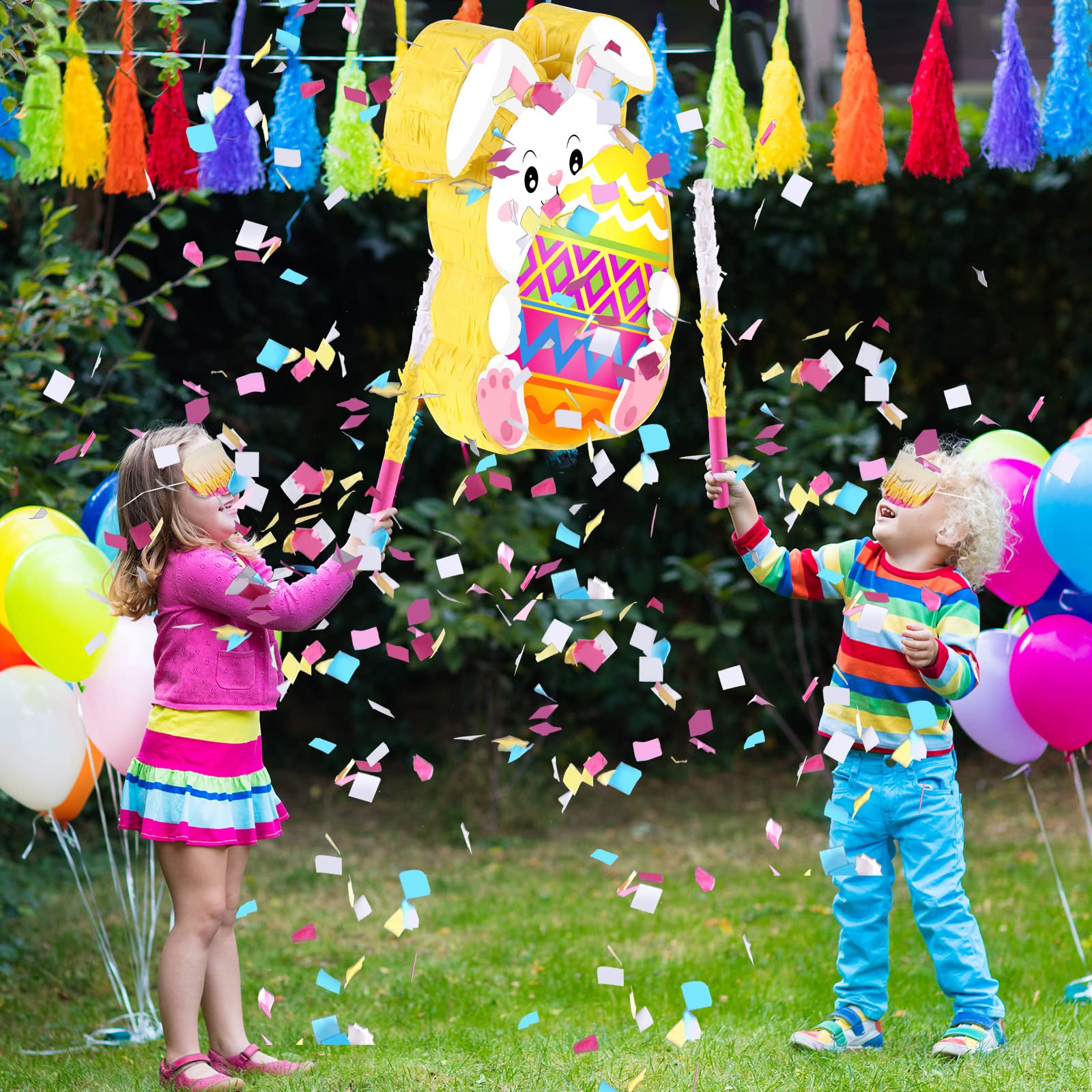 Package includes Easter egg bunny pinata confetti filler