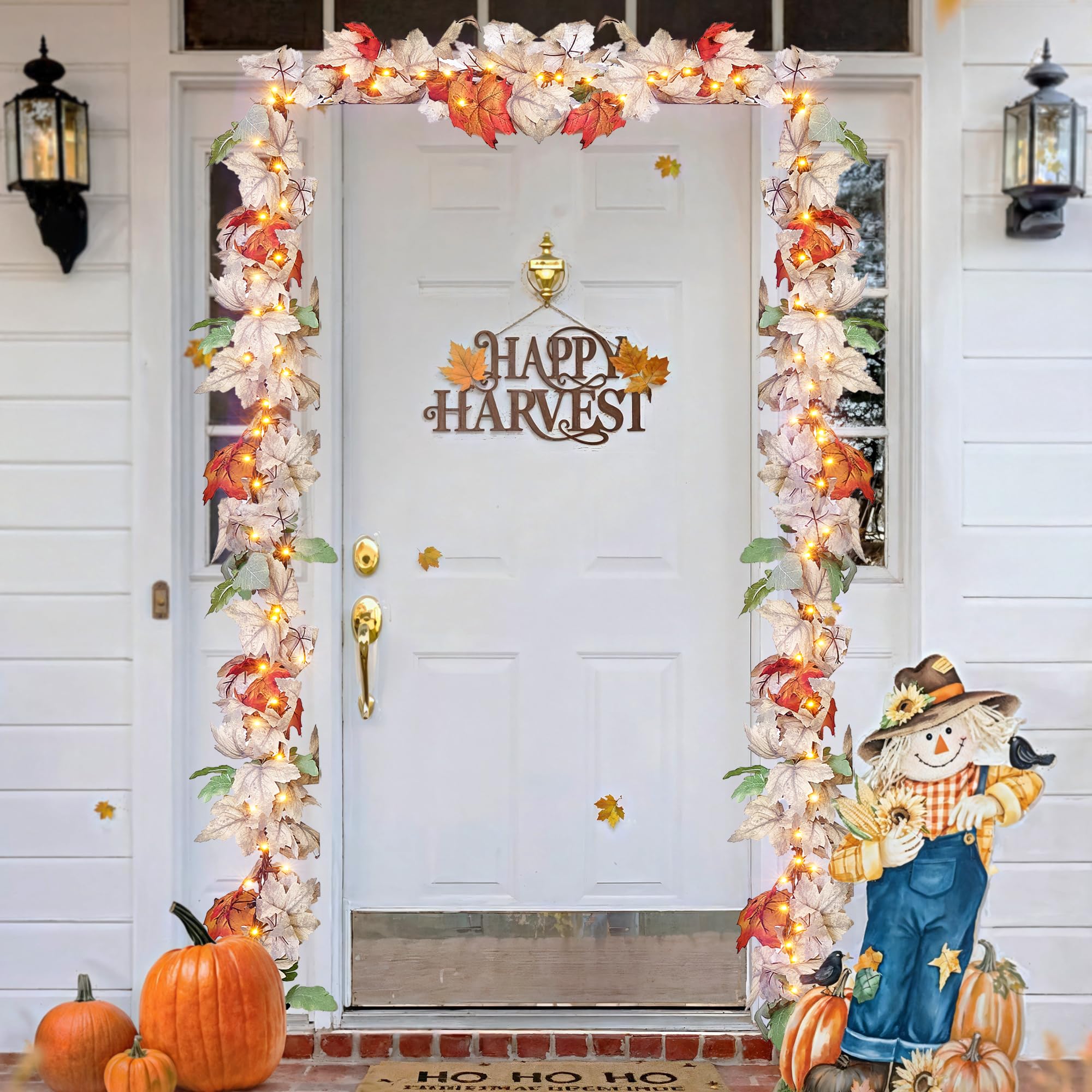 Harvest decor garland with warm glow lighting