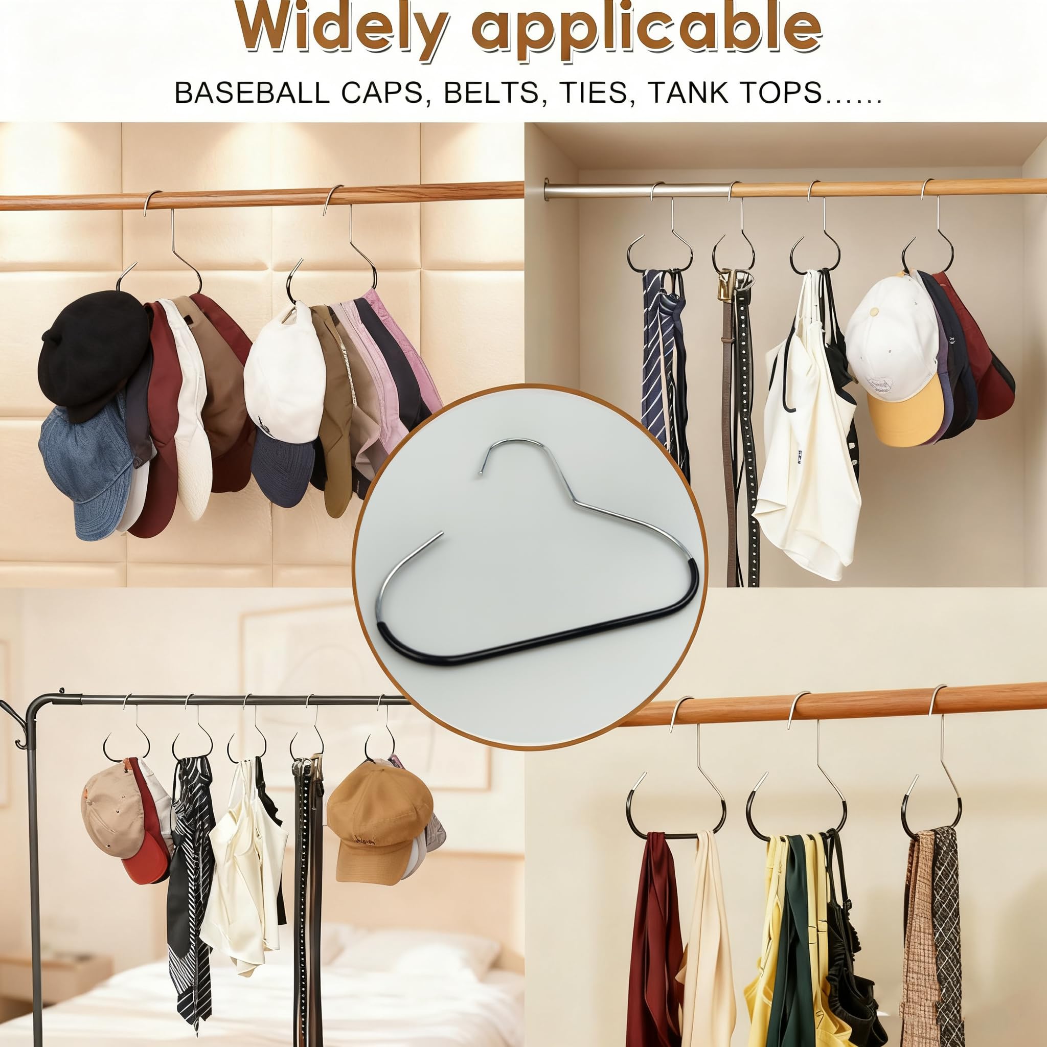 Closet hat rack for baseball caps