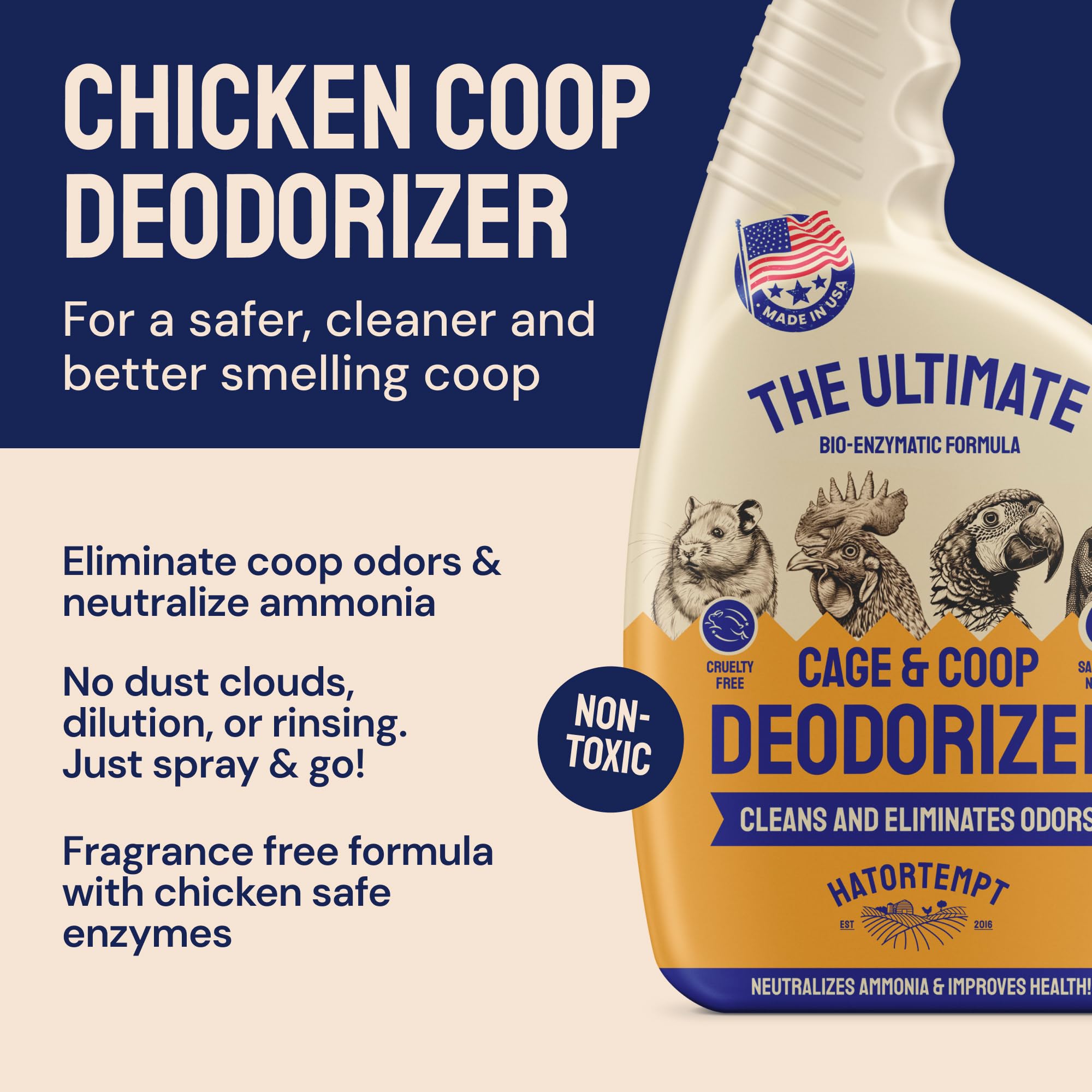 Hatortempt chicken coop cleaner 32 fl oz bottle