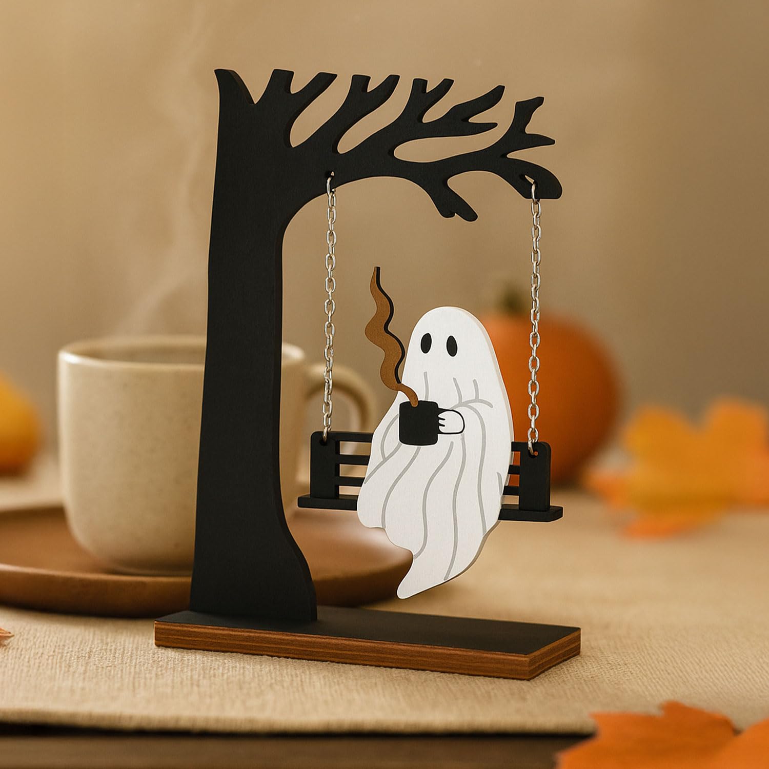 Compact hanging ghost decor for entryways living rooms or desks