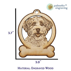 Havanese Christmas ornament measures 3 x 3.7 inches