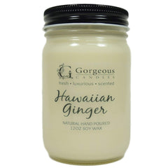 Hawaiian Ginger natural soy candle in 12 oz jar by Gorgeous Candles