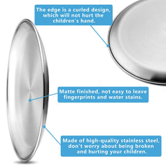 Smooth edged metal plates for children meals 304 stainless