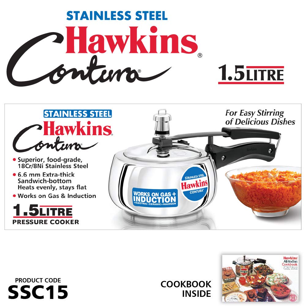Hawkins SSC15 stainless steel body and lid close up