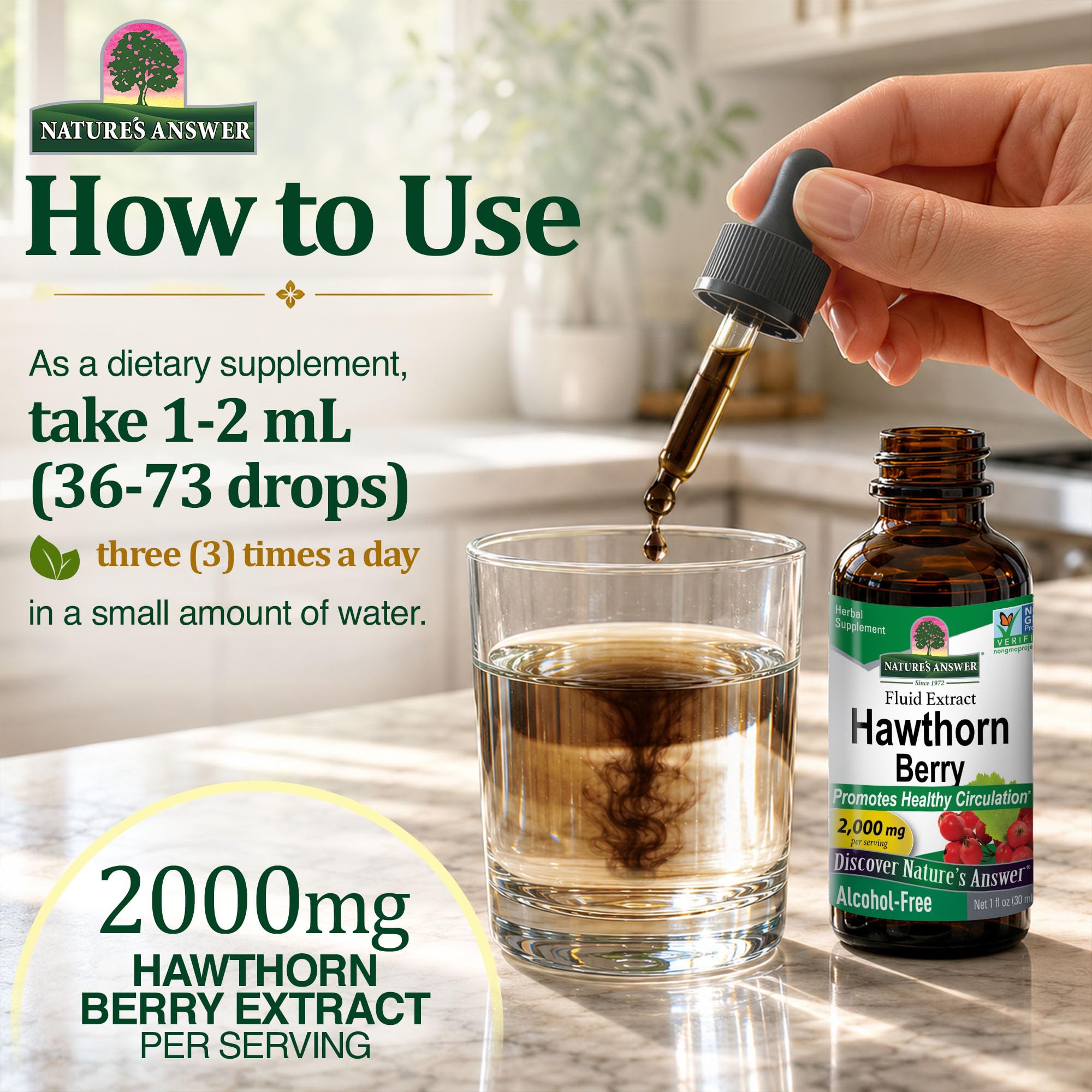 Premium 2000 mg dried berry hawthorn Nature's Answer extract