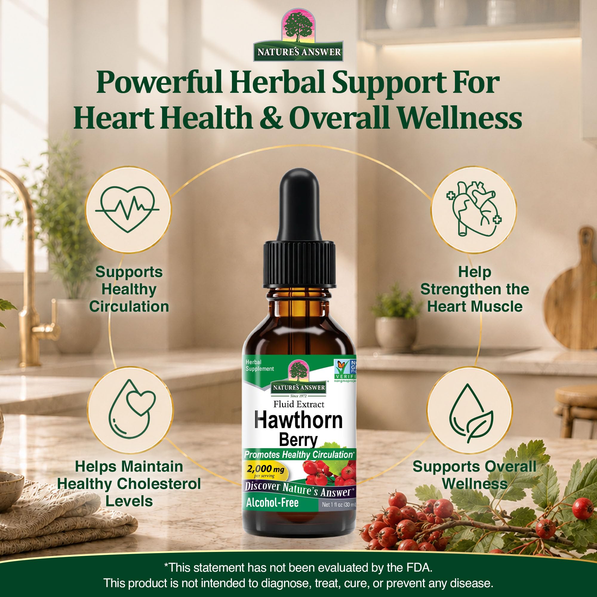 Hawthorn berry fluid extract 2000 mg per serving Nature's Answer