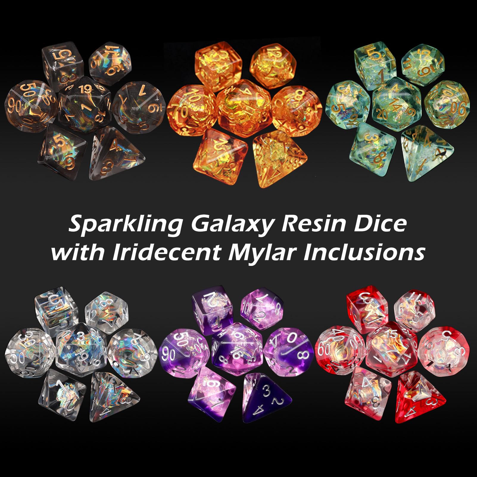 Haxtec green sparkle polyhedral dice for DND and RPGs