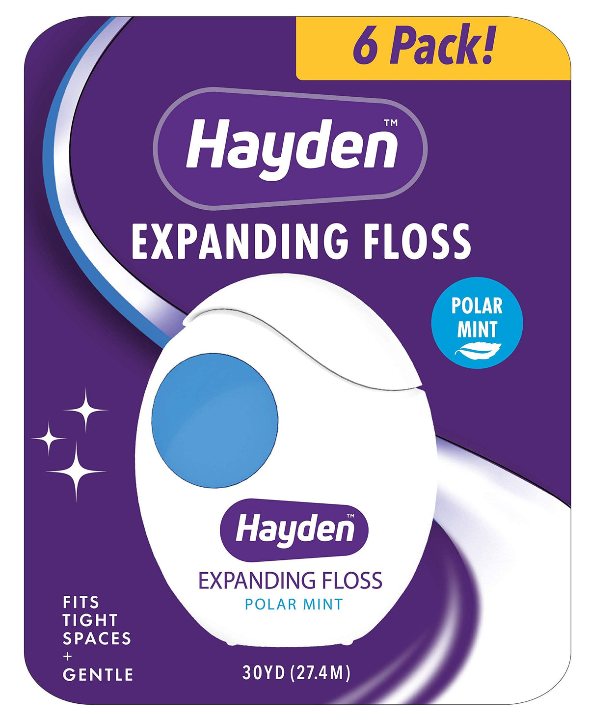 Hayden Expanding Dental Floss Polar Mint 6 Pack Value