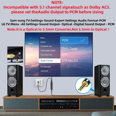 HDTV connection using Toslink to 3.5mm AUX image
