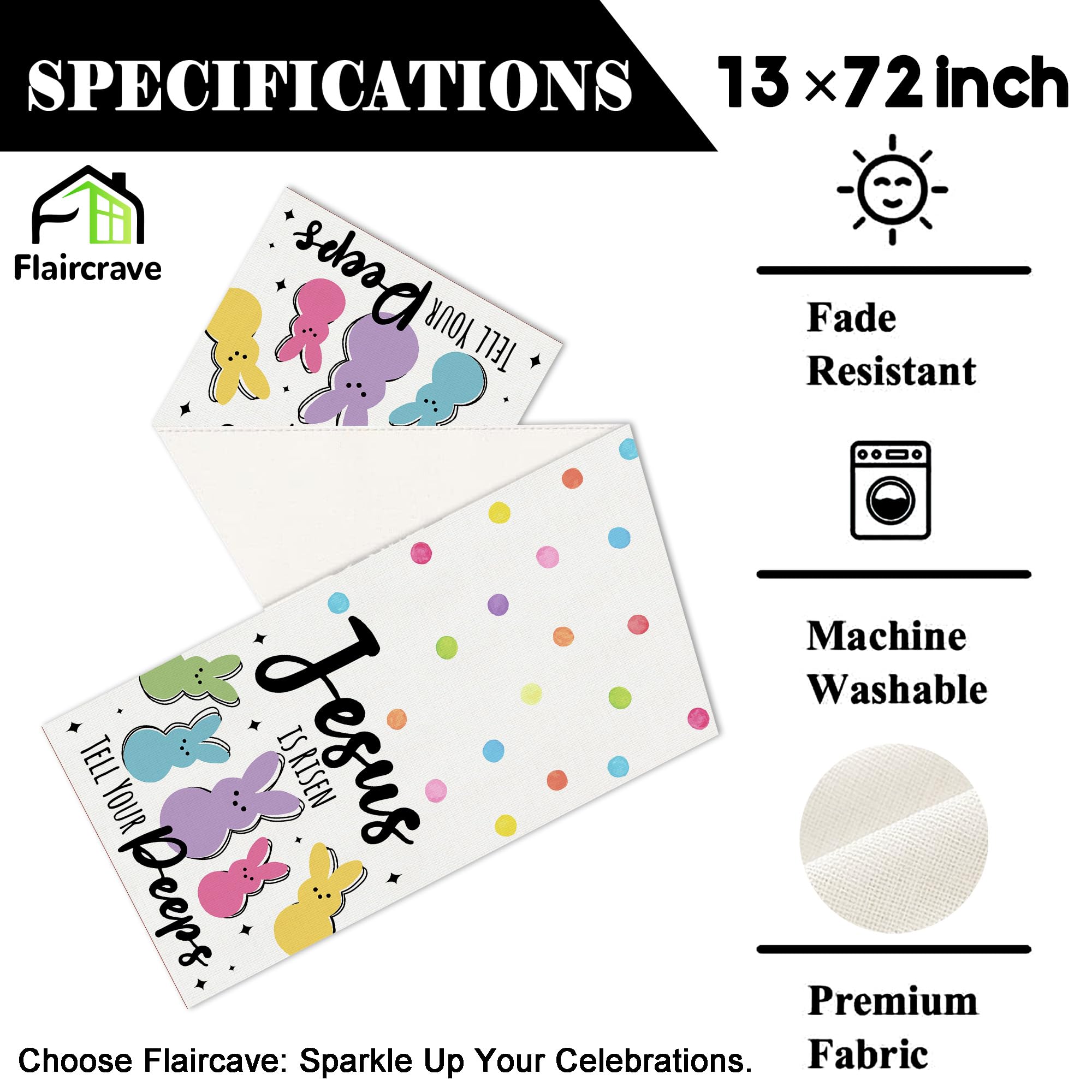 he is risen easter runner for kitchen dining setup