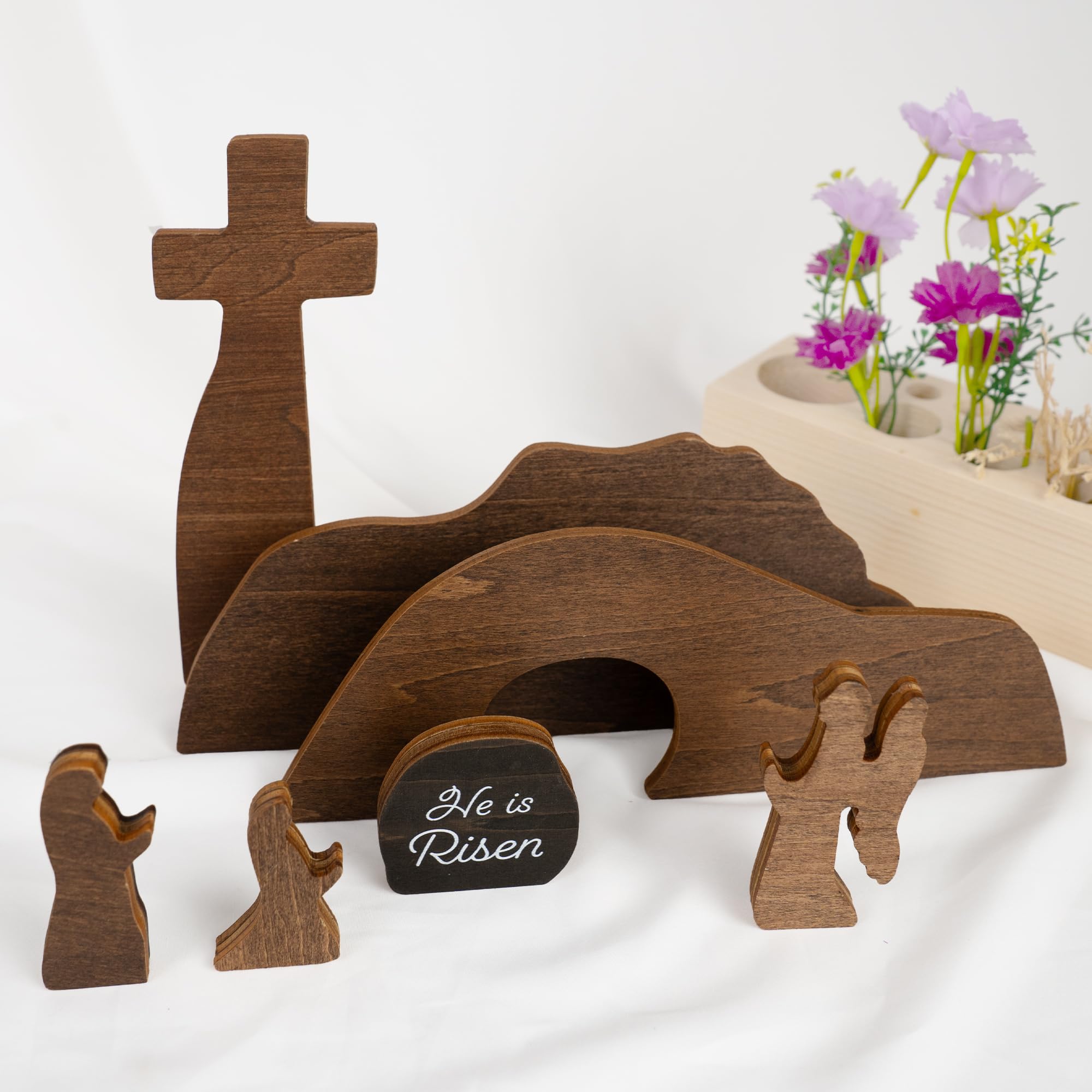 Christian Easter decor gift item He Is Risen wood