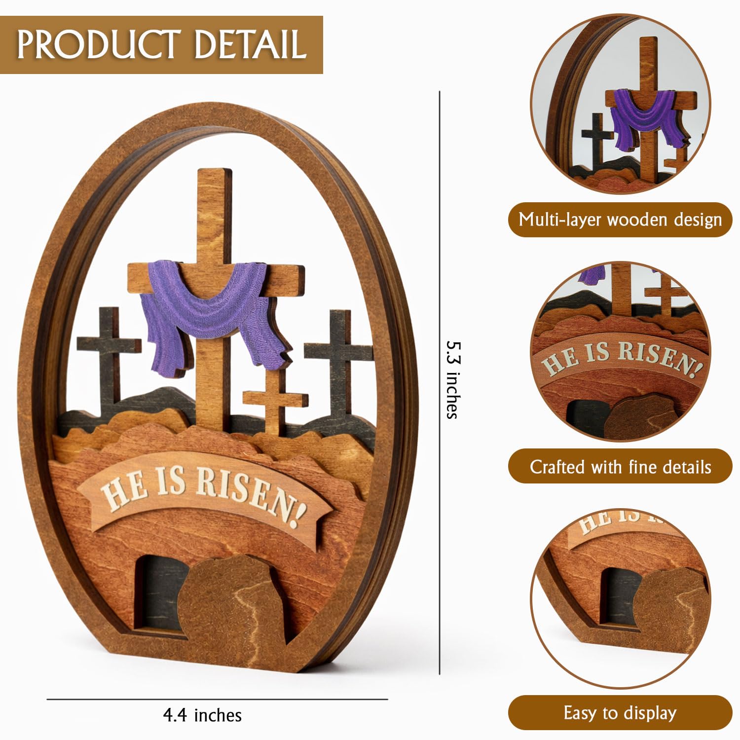 He Is Risen wooden egg decorative piece