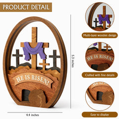 He Is Risen wooden egg decorative piece