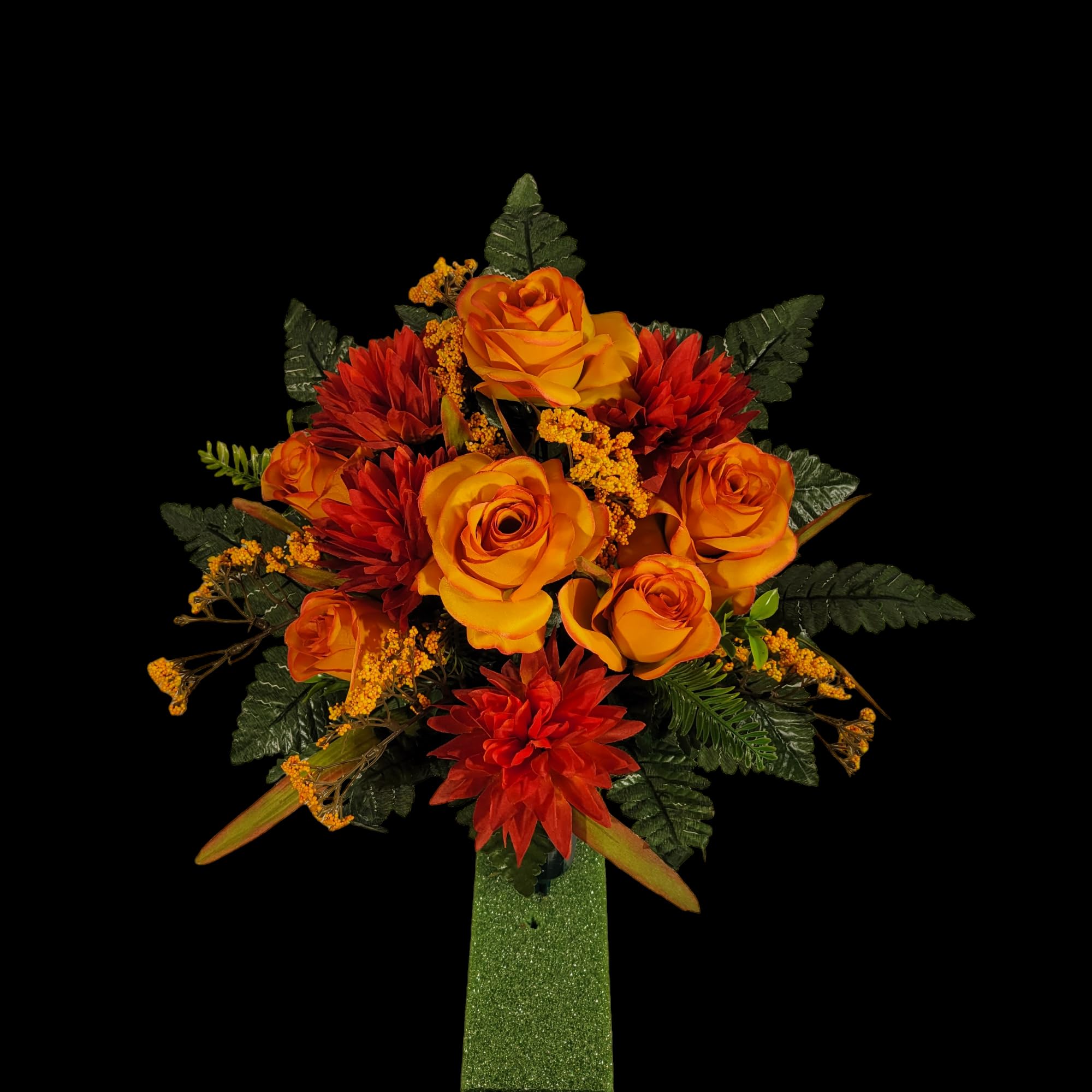Handcrafted saddle cone by floral designers for cemetery decor