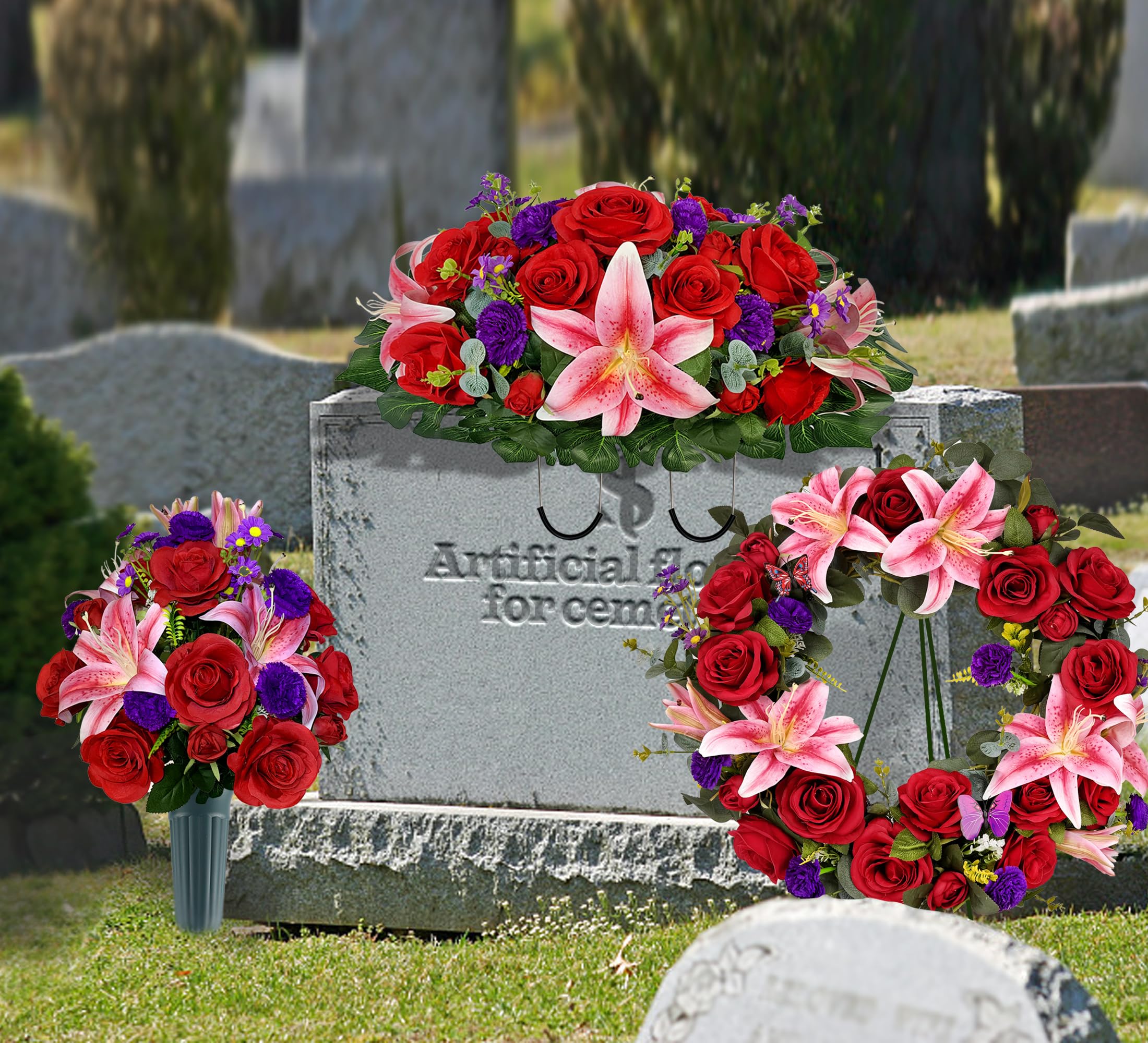 Headstone wreath with hanger by Saxili