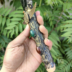 Approximately 10 inches long gemstone knife decor