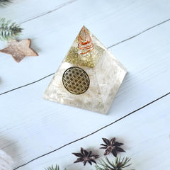 Handmade in India HEALING ZONE selenite orgone pyramid artisans