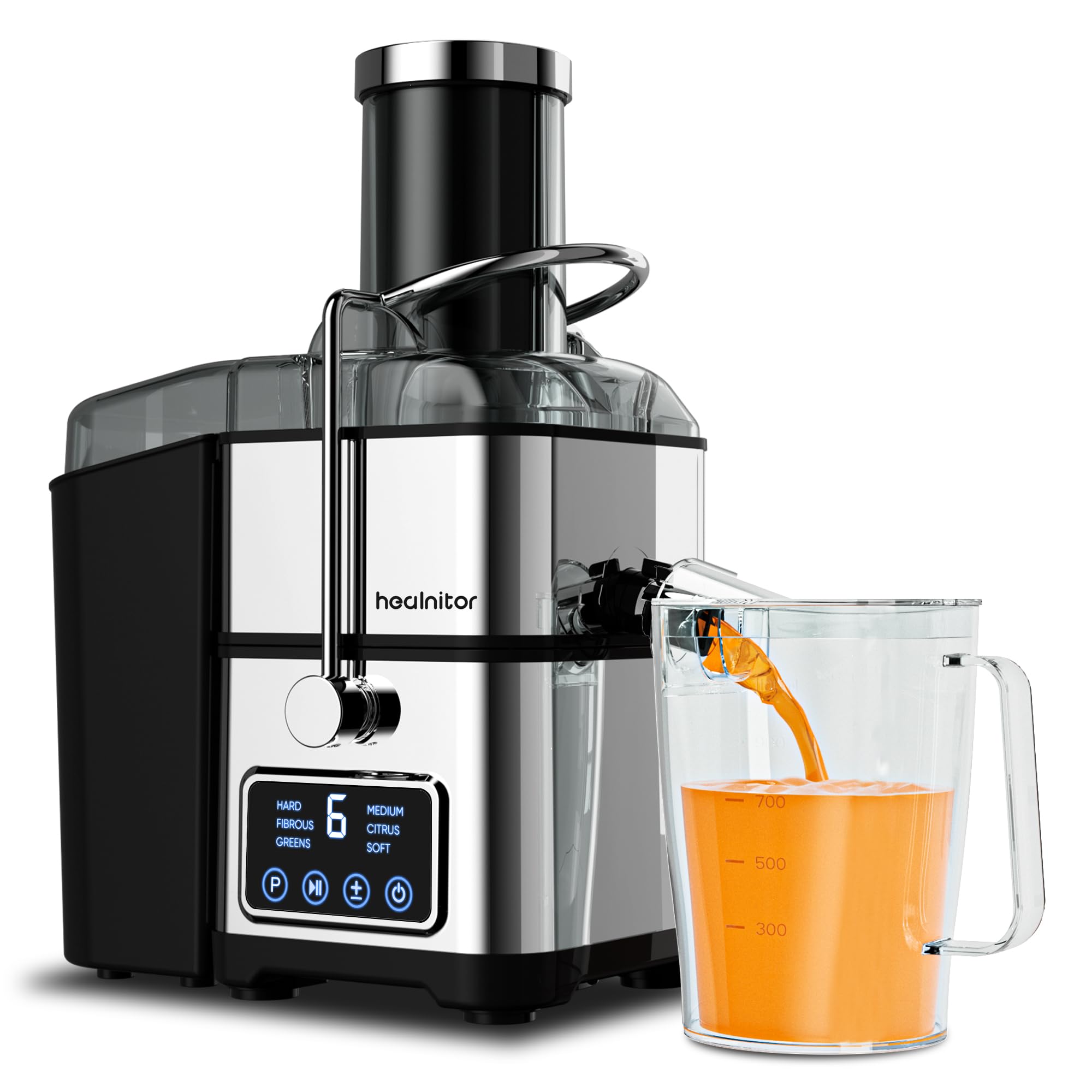 Healnitor 1200W juicer chrome stainless steel design