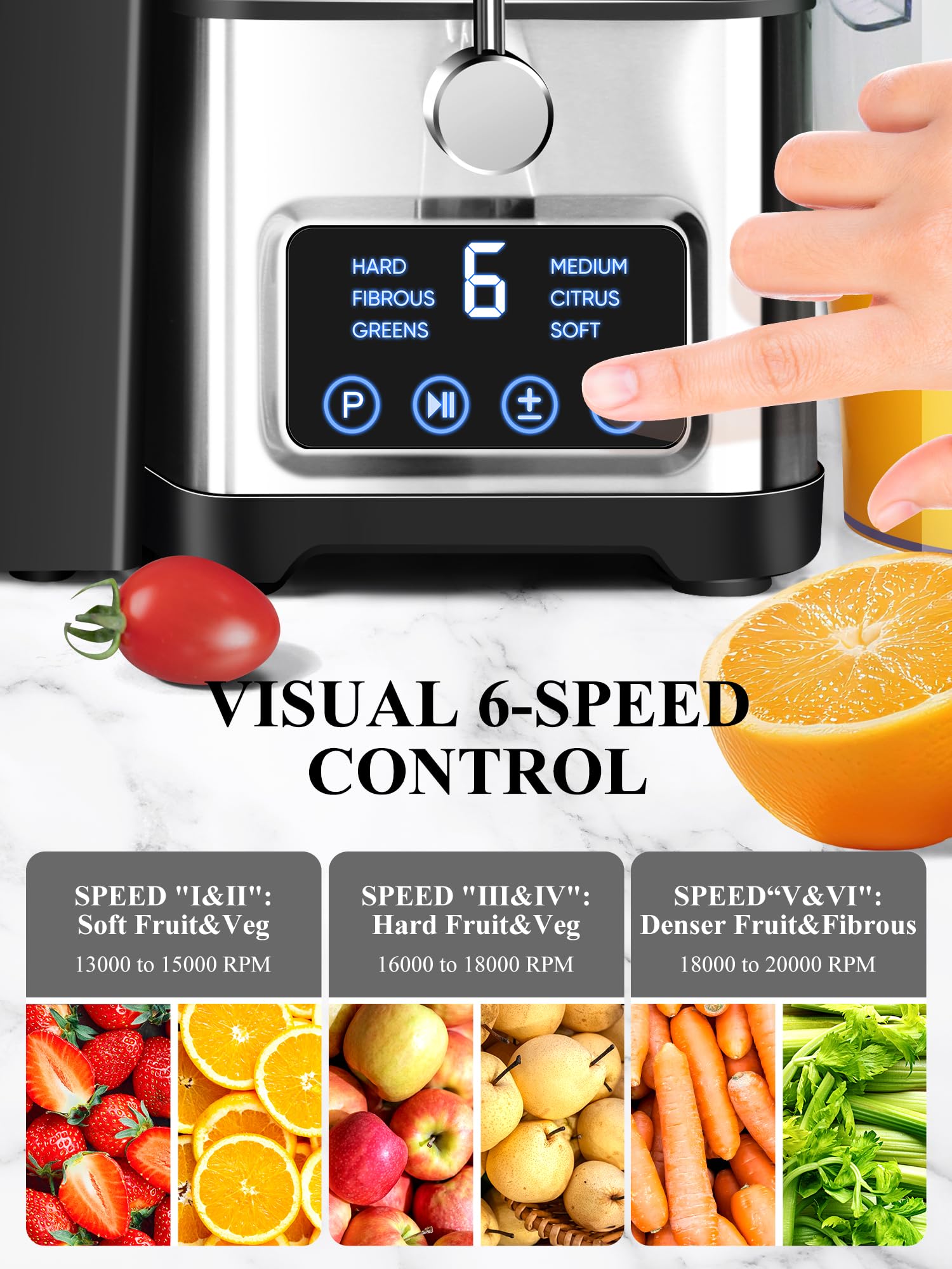 Healnitor juicer 6-Speed Touch LCD Screen panel