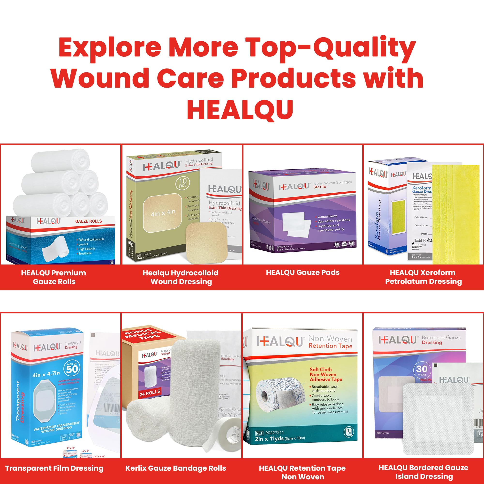 HEALQU gauze pads for first aid kits and medical facilities