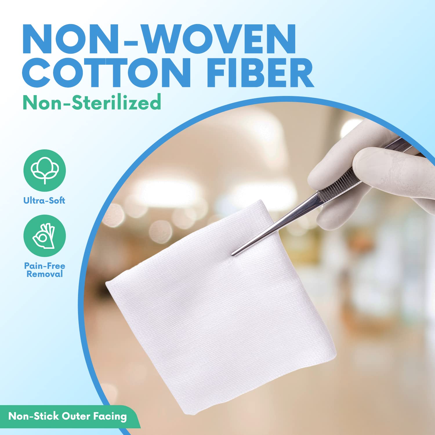 Non-woven gauze pads 4x4 absorbent for wound dressing HEALQU