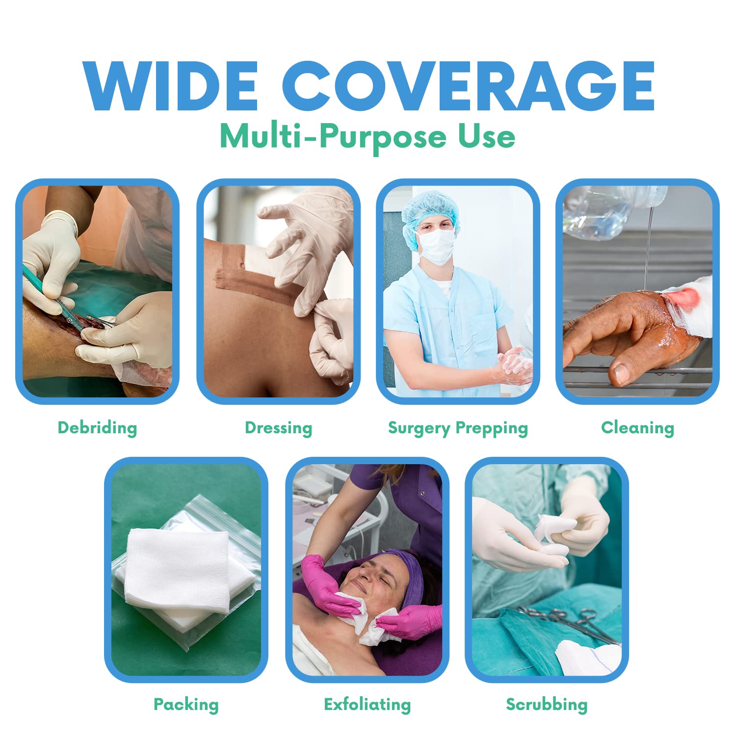 200-count HEALQU gauze pads for hospital school sports use