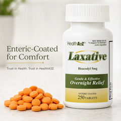 HealthA2Z® Laxative Bisacodyl 5mg tablets smooth coated