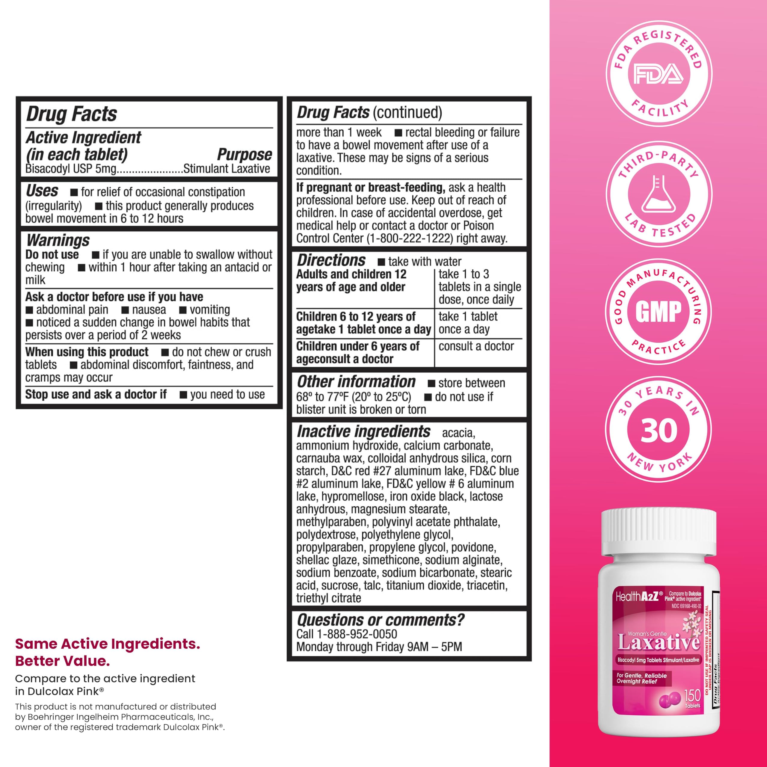 HealthA2Z Woman's Gentle Laxative 150 tablets pack image