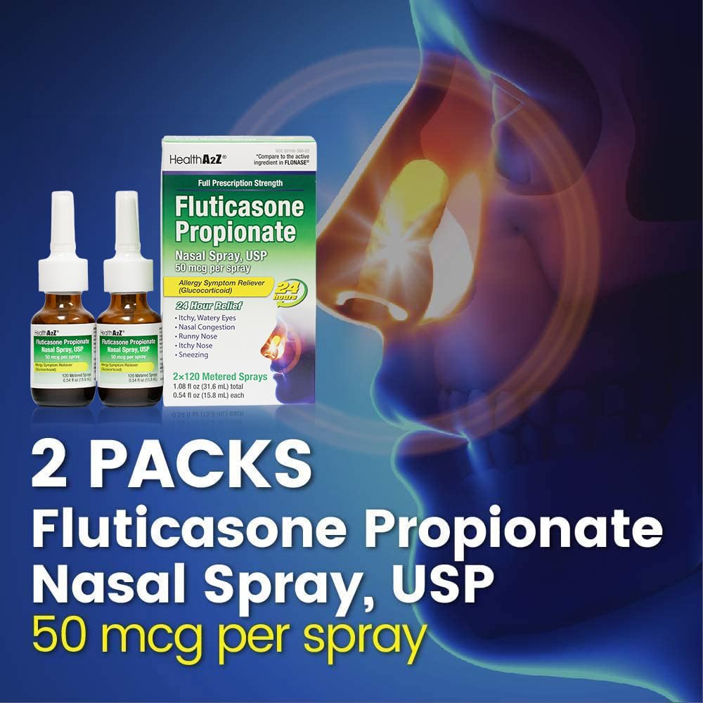 HealthA2Z dye-free Fluticasone nasal spray packaging