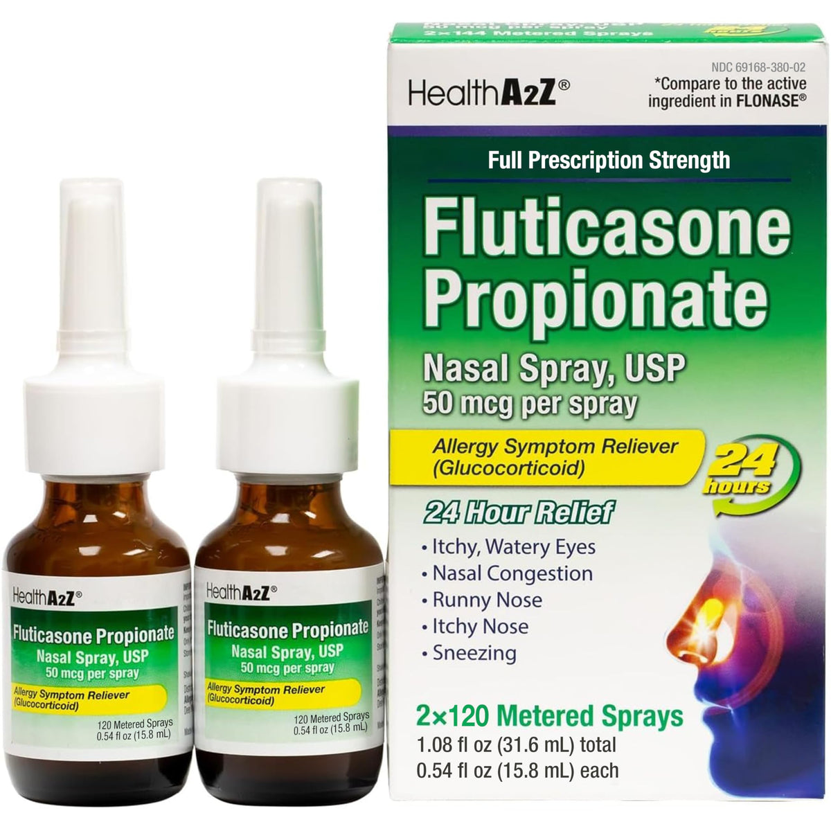 HealthA2Z Fluticasone 50mcg Nasal Spray bottle 120 sprays per bottle