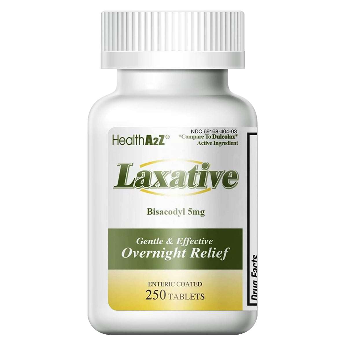HealthA2Z® Laxative Bisacodyl 5mg bottle label front