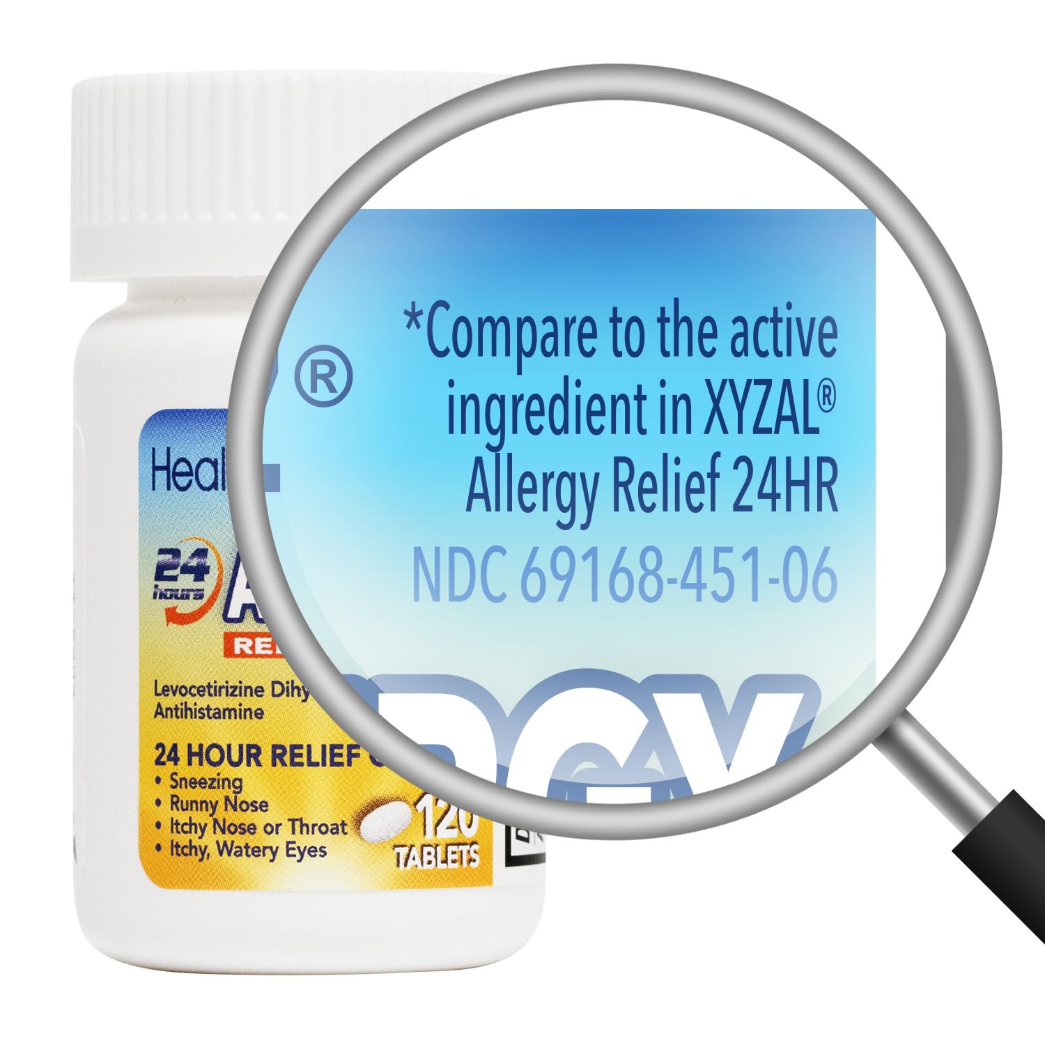 Levocetirizine 5mg 24-hour allergy relief tablet close up