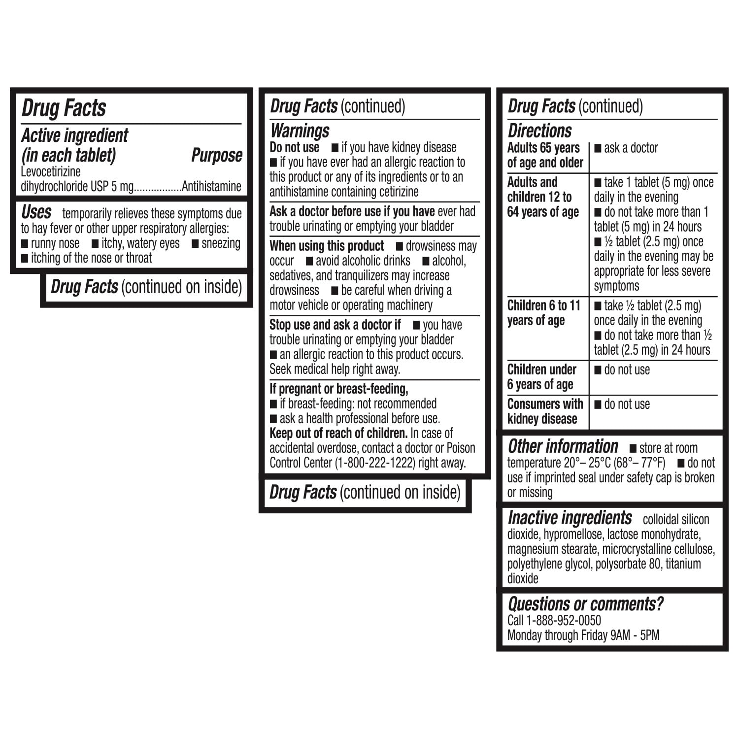 HealthA2Z Levocetirizine 5mg antihistamine pill
