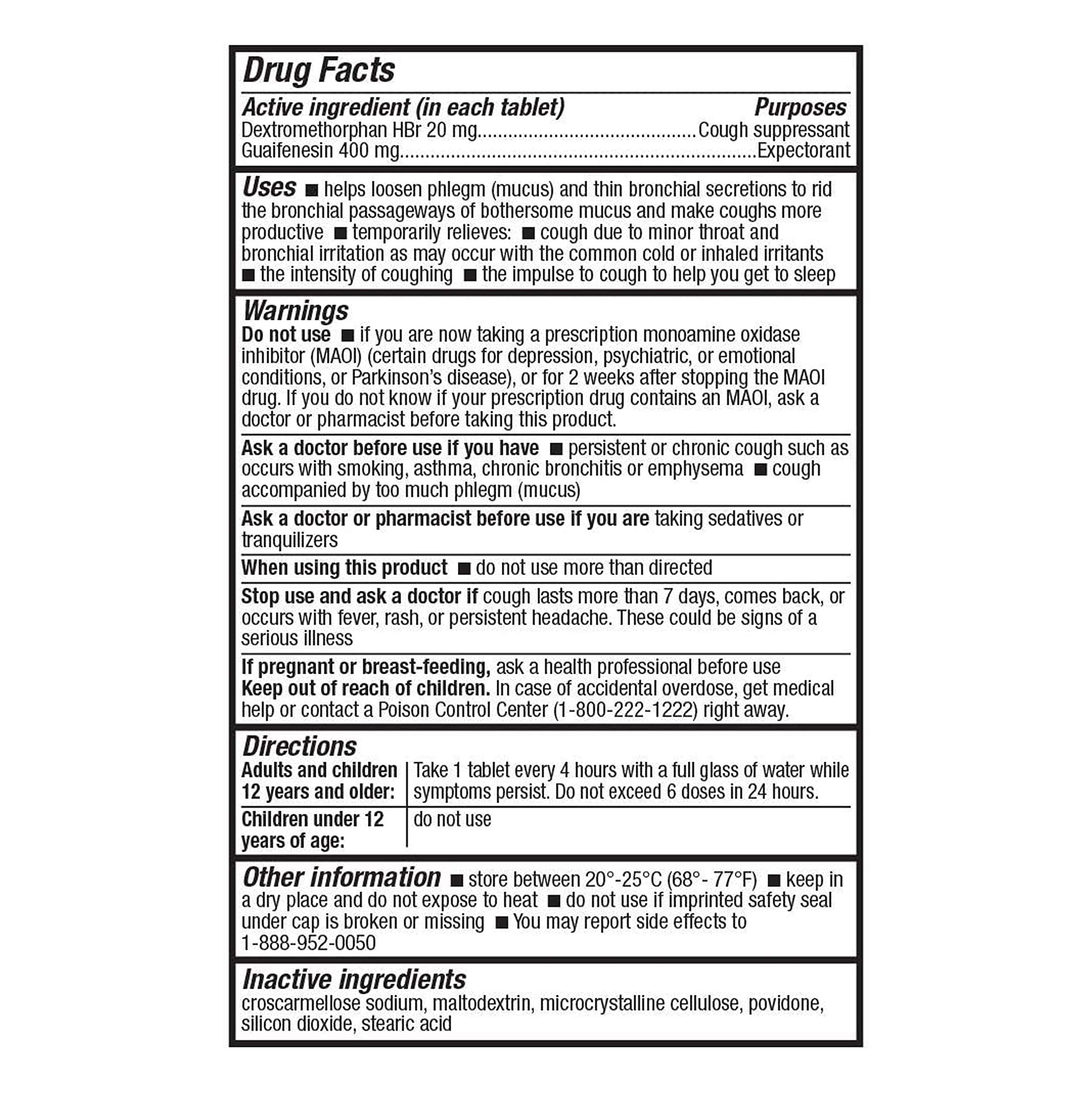 HealthA2Z Mucus Relief DM Dextromethorphan HBr 20mg Guaifenesin 400mg