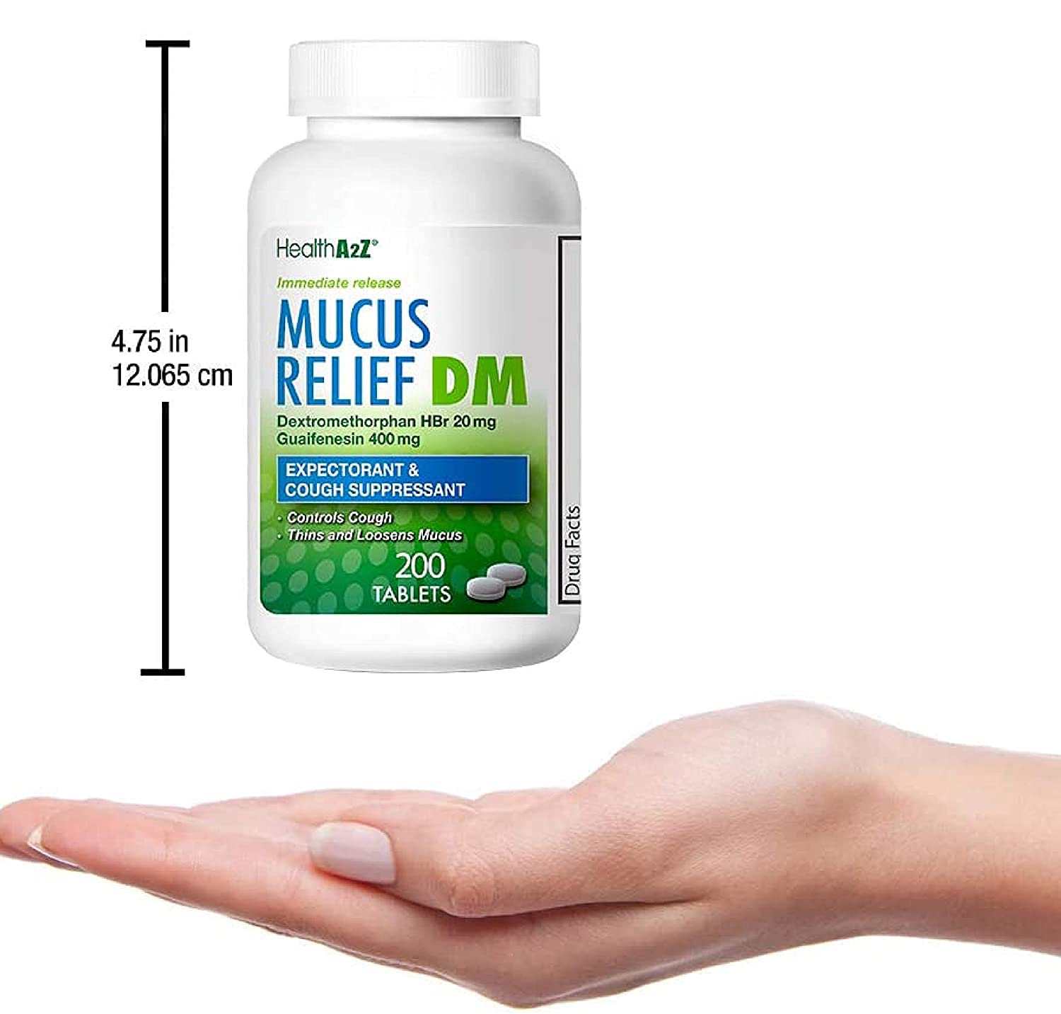 HealthA2Z Mucus Relief DM packaging 200 count supply
